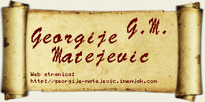 Georgije Matejević vizit kartica